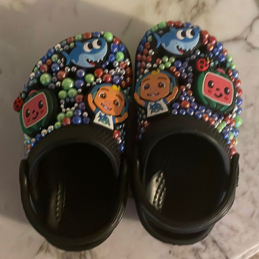 Custom Made Black Cocomelon Crocs (Unisex) Toddler Size 5